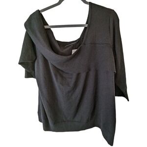 Lane‎ Bryant Black Off-the-Shoulder Asymmetrical Knit Sweater 22/24 Plus Size